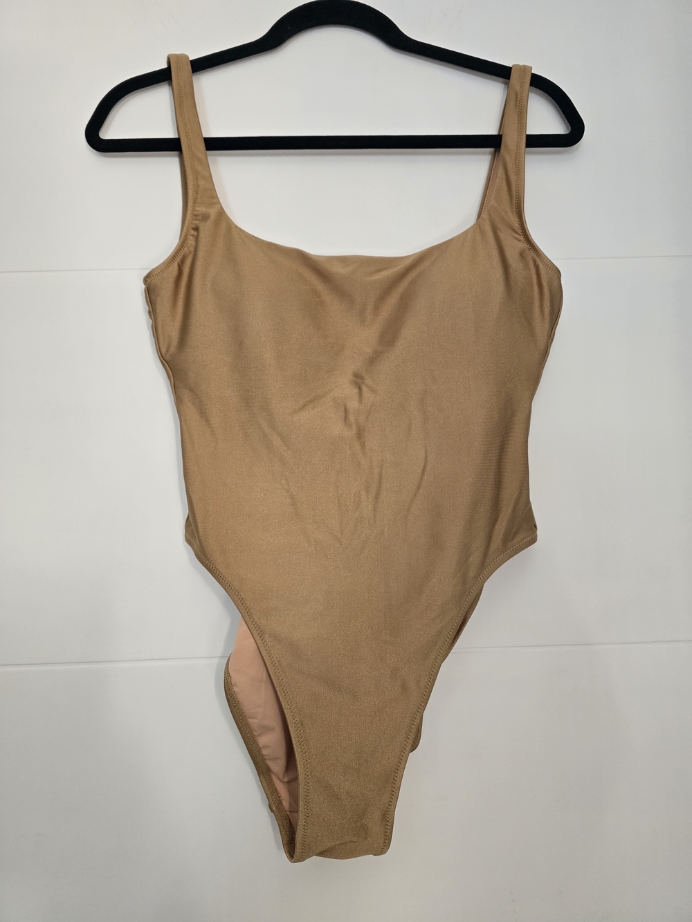 J.Crew Metallic Gold Bronze One-Piece Swimsuit High Cut Square Neck High Rise